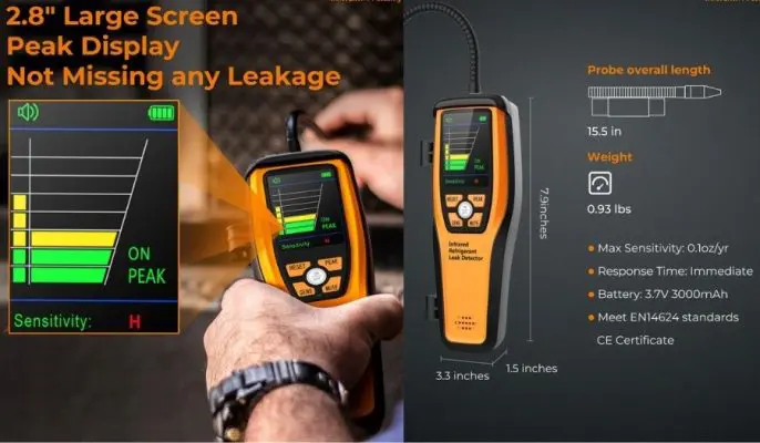 Review máy dò rò rỉ gas lạnh Elitech ILD-200: có đáng đồng tiền bát gạo? Chuc-nang-PEAK-va-zero-calibration.