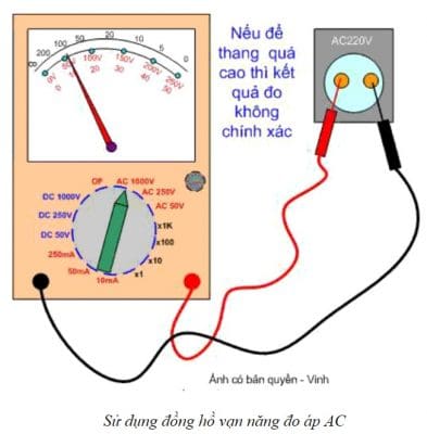 Sử dụng đồng hồ vạn năng đo áp AC