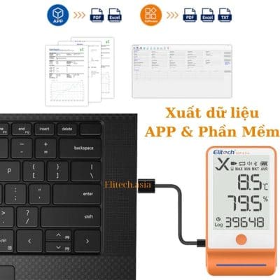Xuất dữ máy nhiệt ẩm kế tự ghi Elitech GSP-6Pro thông qua APP hoặc Phần Mềm