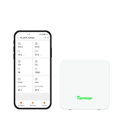 Máy đo chất lượng không khí Temtop P2 (Đo chính xác PM2.5, CO₂, chỉ số AQI, kết nối ứng dụng Bluetooth) Máy đo chất lượng không khí Temtop P2