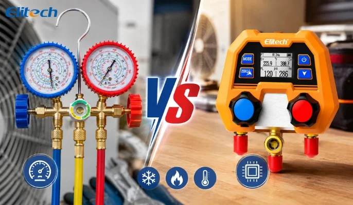 Đồng hồ cơ vs đồng hồ số HVAC 2026? Thợ nên chọn gì? Sự khác nhau giữa đồng hồ cơ và đồng hồ số HVAC